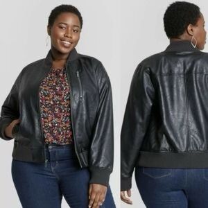 Faux Leather Bomber Jacket